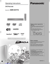 PANASONIC Diga DMR-EH770 Operating Instructions Manual
