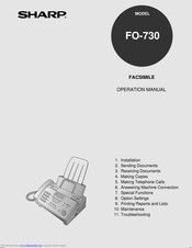 SHARP FO-730 Operation Manual