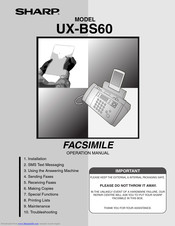 SHARP UX-BS60 Operation Manual