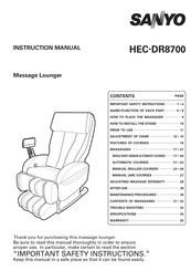 Sanyo HEC-DR8700 Instruction Manual