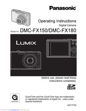PANASONIC Lumix DMC-FX180 Operating Instructions Manual