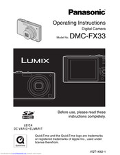 PANASONIC LUMIX DMC-FX33 Operating Instructions Manual