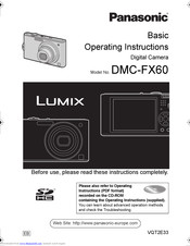 PANASONIC LUMIX DMC-FX60 Basic Operating Instructions Manual