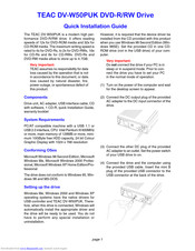 Teac DV-W50PUK Quick Installation Manual