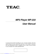 TEAC MP-233 User Manual