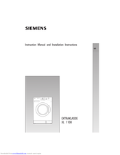 SIEMENS EXTRAKLASSE XL 1100 Instruction Manual And Installation Instructions