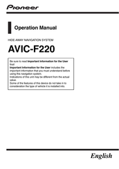 PIONEER AVIC-F220 Operation Manual