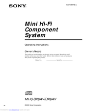 SONY MHC-BX6AV Operating Instructions Manual