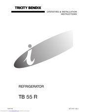 Tricity Bendix TB 55 R Operating & Installation Instructions Manual