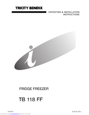Tricity Bendix TB 118 FF Operating & Installation Instructions Manual