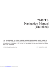 Honda 2009 TL Navigation Manual