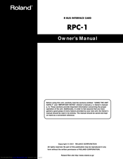 Roland RPC-1 Owner's Manual