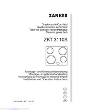 Zanker ZKT 3110S Installation And Operation Instructions Manual