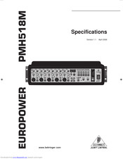 Behringer Europower PMH518M Specifications