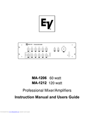 Electro Voice Mixer Amplifier MA-1212 Instruction Manual And Users Manual