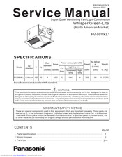 Panasonic Whisper Green-Lite FV-08VKL1 Service Manual