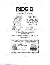 RIDGID WD1850 Owner's Manual