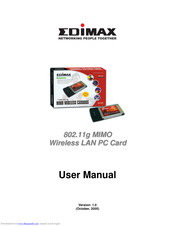 Edimax 802.11g MIMO Wireless LAN PC Card User Manual