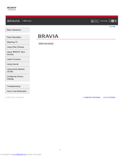Sony BRAVIA XBR-84X905 Manual