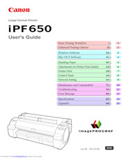 Canon iPF650 - imagePROGRAF Color Inkjet Printer User Manual