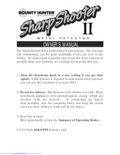 Bounty Hunter Sharp Shooter II Owner's Manual