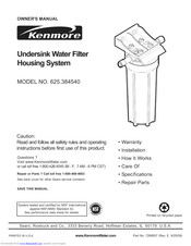 Kenmore 625.384540 Owner's Manual