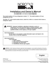 Norcold 323 Series Installation And Owner's Manual