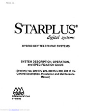 VODAVI StarPlus SPD 1428 Description, Operating & Specification Manual