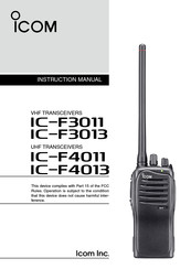Icom IC-F3011 Instruction Manual