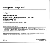 Honeywell Magic Stat CT3100 Installation Manual