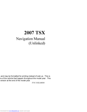 Honda 2007 TSX Navigation Manual