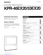 Sony KPR-53EX20 Operating Instructions Manual