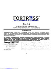 Crimestopper Fortress FS-10 Installation & Operating Instructions Manual