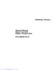 Vauxhall 2014 Movano Owner's Manual