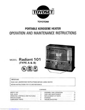 Toyoset Radiant 101 Type A Operation And Maintenance Instructions