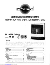 Toyostove FF-50 Instalation And Operation Instructions
