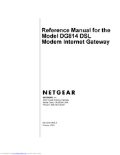 Netgear DG814 - DSL Modem Internet Gateway Reference Manual