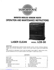 Toyostove LCB-30 Operation And Maintenance Instructions