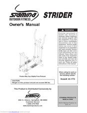 Stamina STAMINA Outdoor Strider Owner's Manual