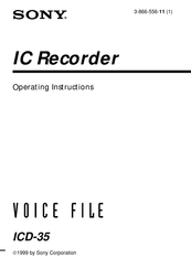 Sony ICD-35 - Ic Recorder Operating Instructions Manual