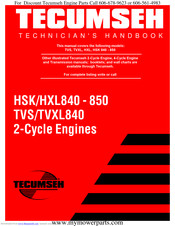 Tecumseh TVXL840 Technician's Handbook