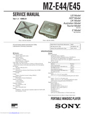Sony MD Walkman MZ-E44 Service Manual