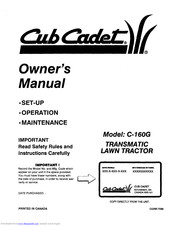 Cub Cadet C-160G Owner's Manual