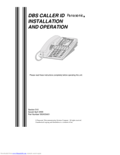 Panasonic DBS Caller ID Installation And Operation Manual