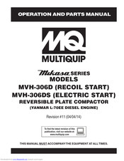 Multiquip Mikasa series MVH-306DS Operation And Parts Manual