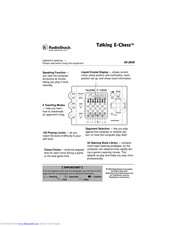 Radio Shack Talking E-Chess 60-2846 Owner's Manual