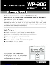 Boss WP-20G Owner's Manual