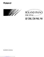 Roland HP 900L Owner's Manual