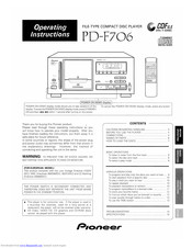 Pioneer PD-F706 Operating Instructions Manual