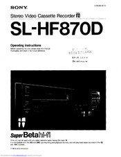 Sony Super Beta Hi-Fi SL-HF870D Operating Instructions Manual